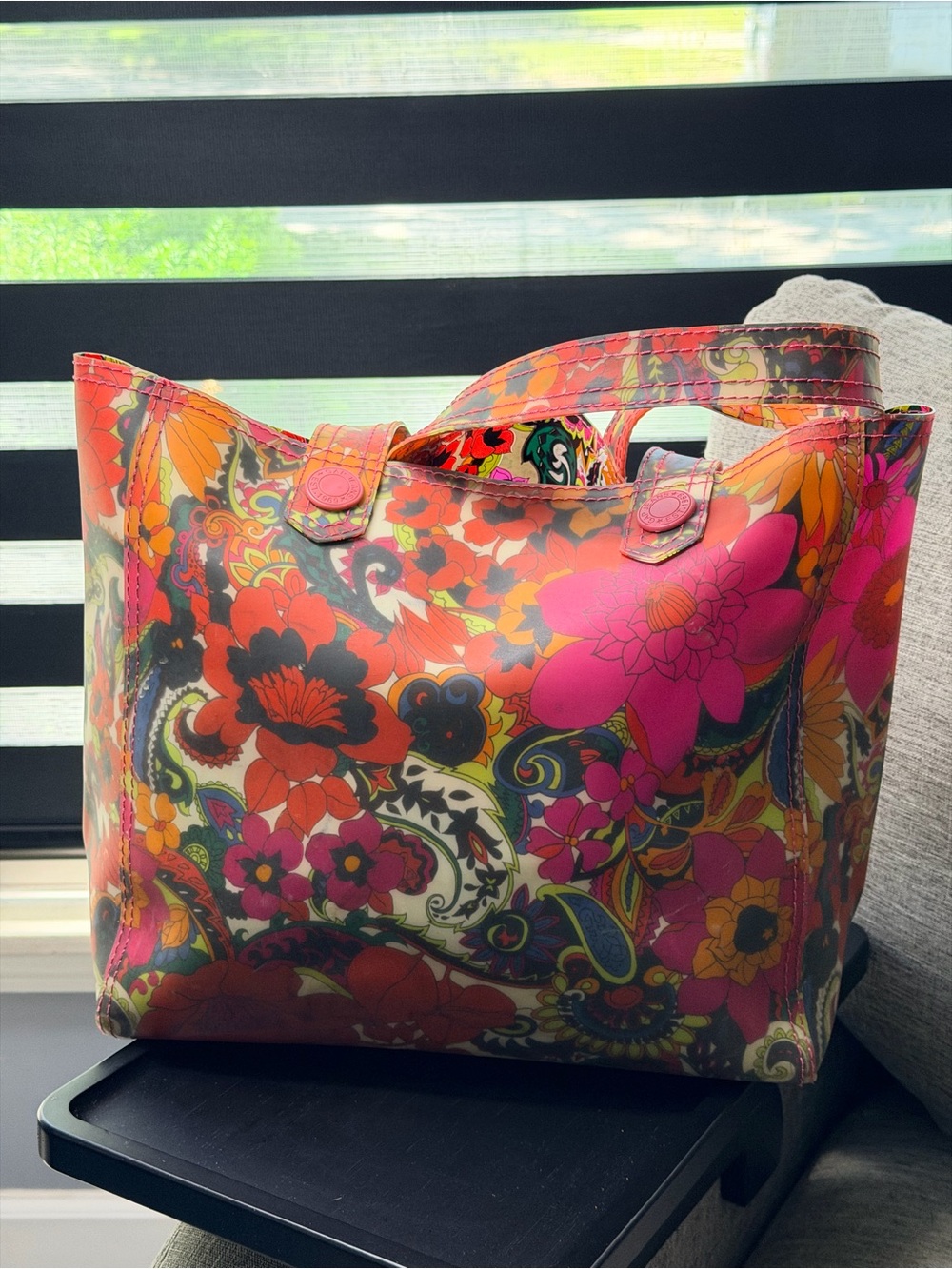 GAP Floral Patent Tote Bag Multicolor Paisley Flower Shoulder Bag Y2K Beach Shop